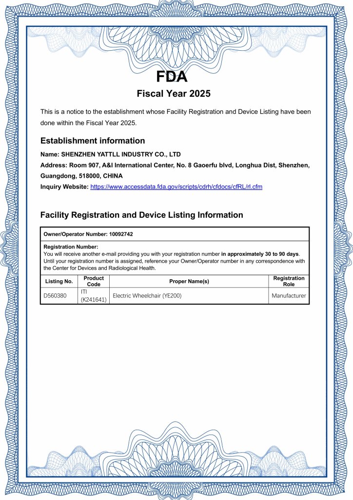 FDA Registration Information Summary - Shenzhen Yatu