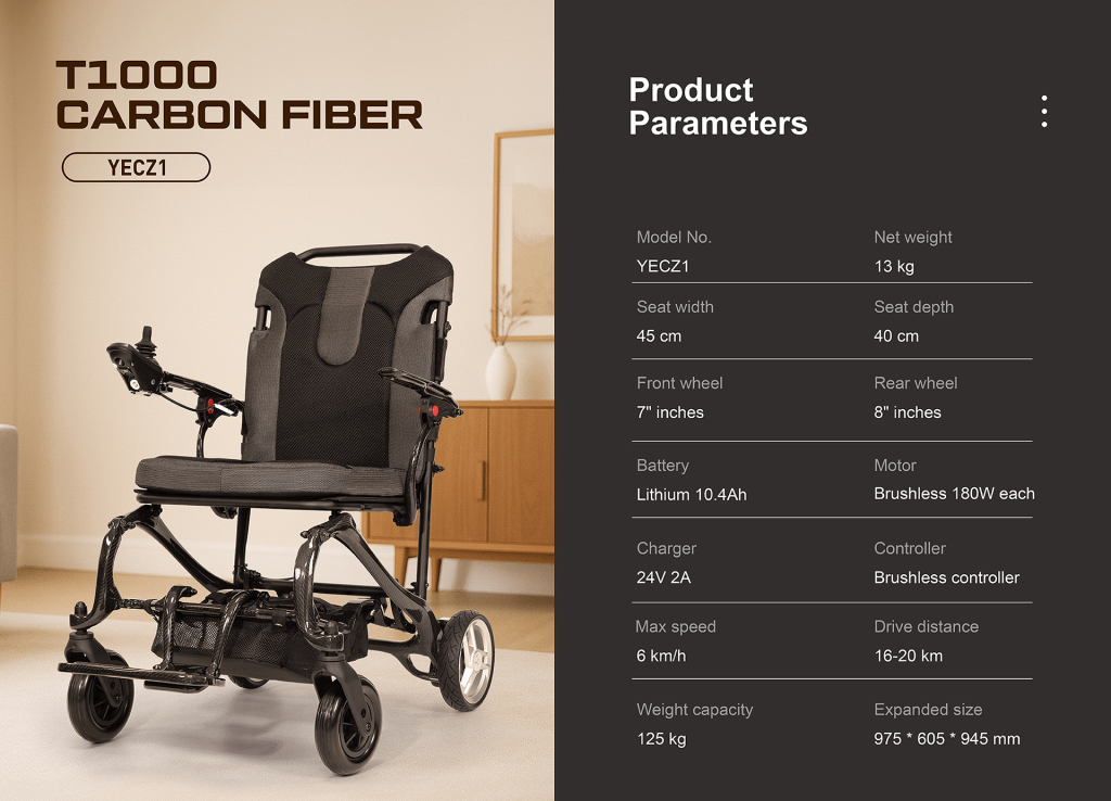13kg Carbon Fiber Electric Wheelchair YECZ1