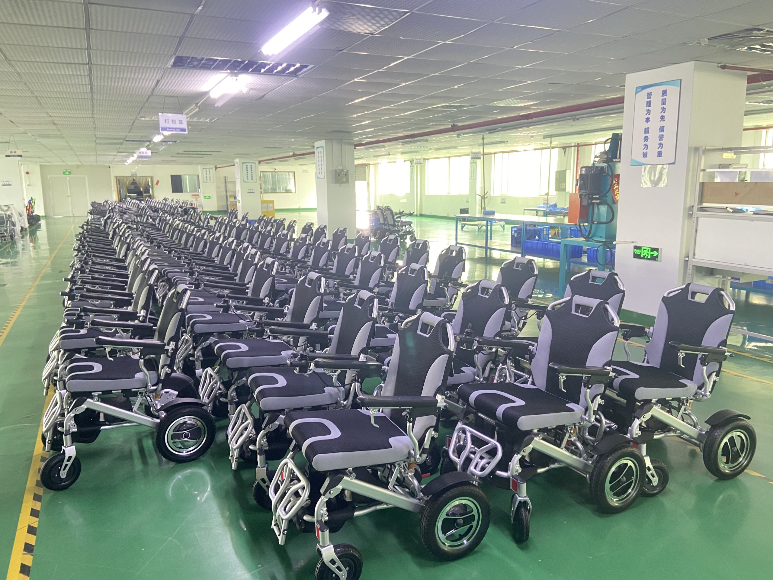Wheelchair production at a factory in China